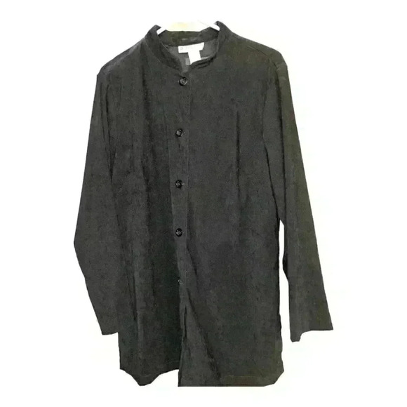 Dress Barn Womens L Button Up Black Button Down Shirt Jacket - Picture 1 of 5